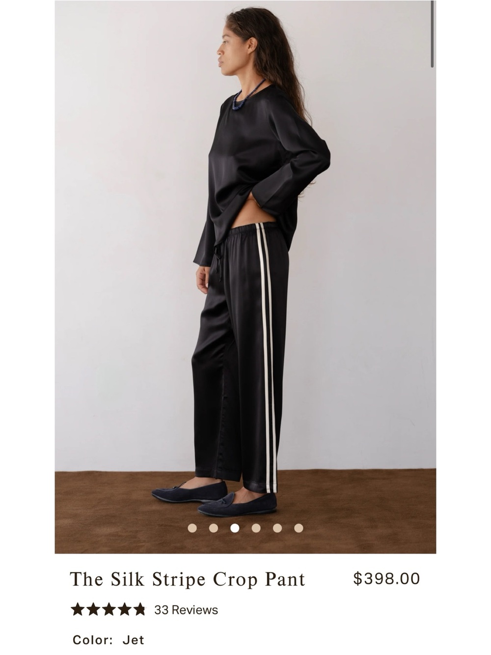 DONNI The Silk Stripe Crop Pants Jet Black Small - Picture 4 of 14